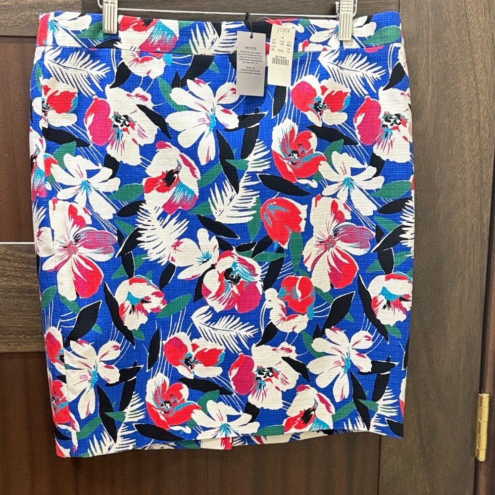 J. Crew Blue Floral Pencil Skirt